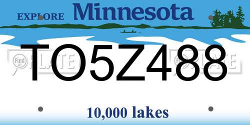 TO5Z488 Minnesota License Plate
