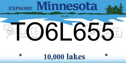 TO6L655 Minnesota License Plate