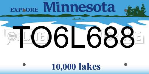 TO6L688 Minnesota License Plate
