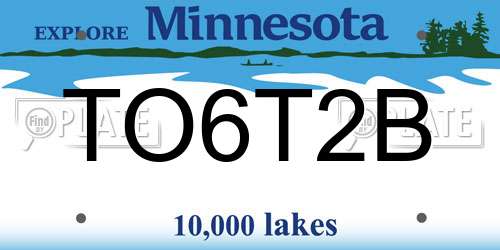 TO6T2B Minnesota License Plate