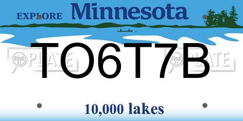 TO6T7B Minnesota License Plate
