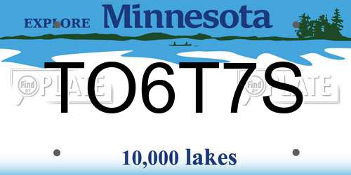 TO6T7S Minnesota License Plate