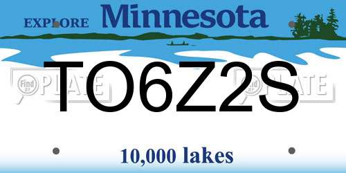 TO6Z2S Minnesota License Plate