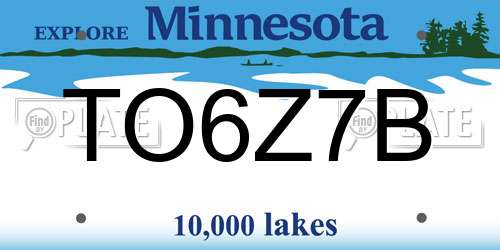 TO6Z7B Minnesota License Plate