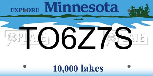 TO6Z7S Minnesota License Plate