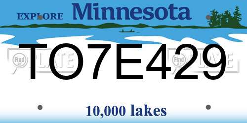 TO7E429 Minnesota License Plate