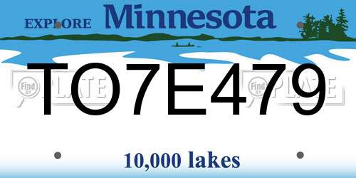 TO7E479 Minnesota License Plate