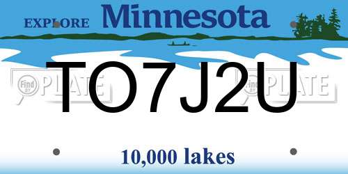 TO7J2U Minnesota License Plate