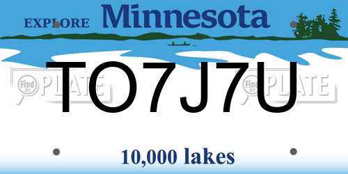 TO7J7U Minnesota License Plate