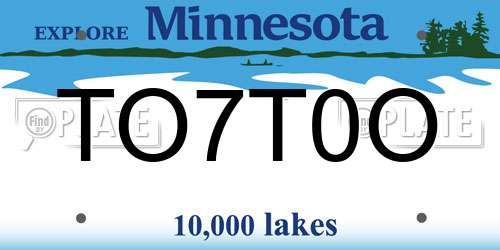 TO7T0O Minnesota License Plate