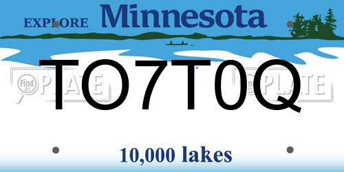 TO7T0Q Minnesota License Plate