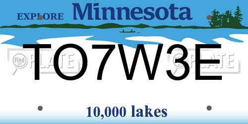 TO7W3E Minnesota License Plate