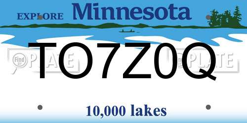 TO7Z0Q Minnesota License Plate