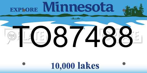 TO87488 Minnesota License Plate