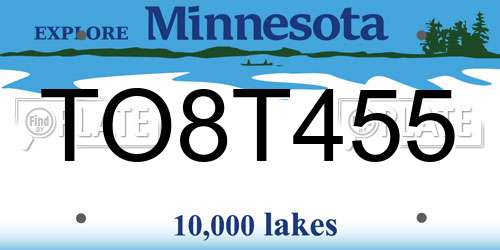 TO8T455 Minnesota License Plate
