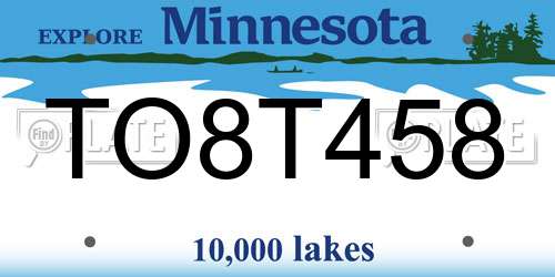 TO8T458 Minnesota License Plate