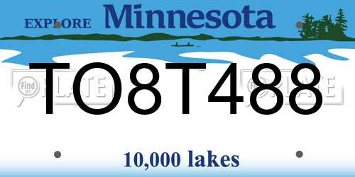 TO8T488 Minnesota License Plate