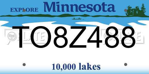 TO8Z488 Minnesota License Plate