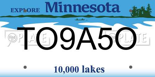 TO9A5O Minnesota License Plate