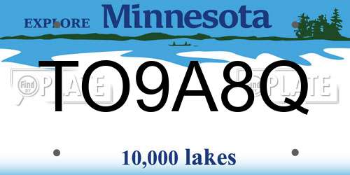 TO9A8Q Minnesota License Plate