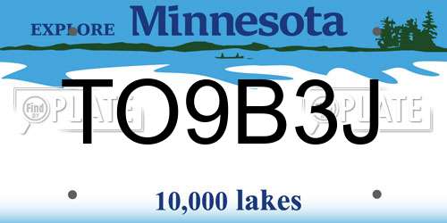 TO9B3J Minnesota License Plate