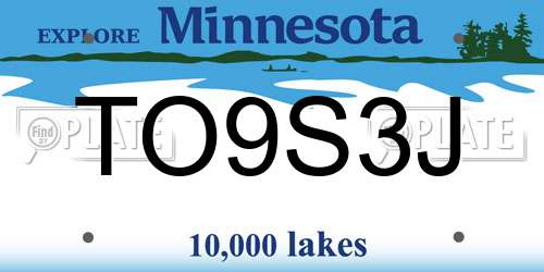 TO9S3J Minnesota License Plate