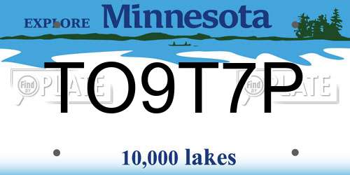 TO9T7P Minnesota License Plate