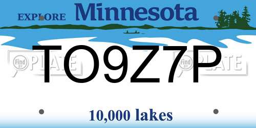 TO9Z7P Minnesota License Plate
