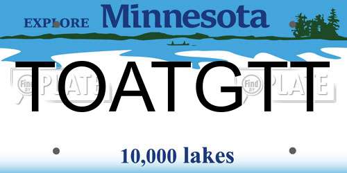 TOATGTT Minnesota License Plate