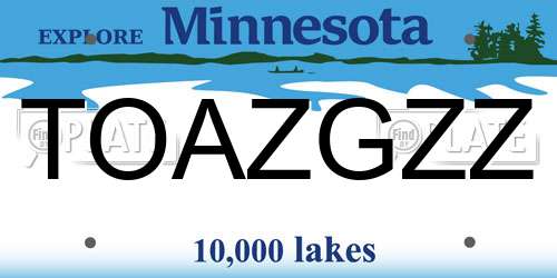 TOAZGZZ Minnesota License Plate