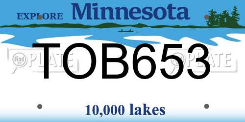 TOB653 Minnesota License Plate