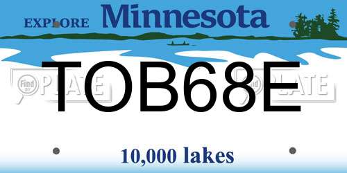 TOB68E Minnesota License Plate