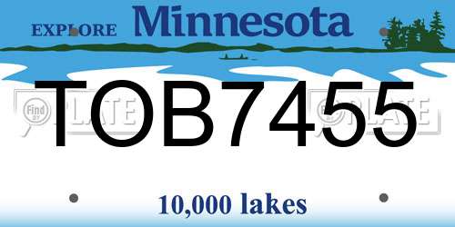 TOB7455 Minnesota License Plate
