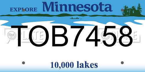 TOB7458 Minnesota License Plate