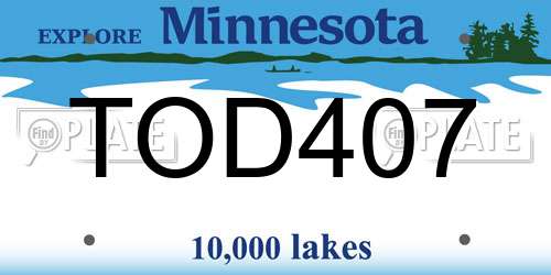 TOD407 Minnesota License Plate