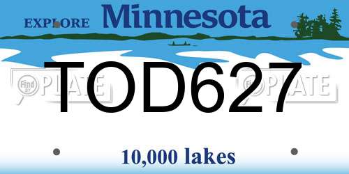 TOD627 Minnesota License Plate