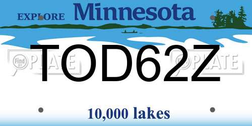 TOD62Z Minnesota License Plate