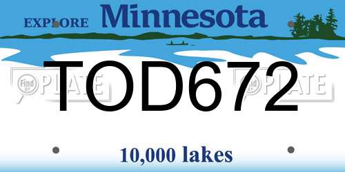 TOD672 Minnesota License Plate