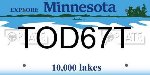 TOD67T Minnesota License Plate