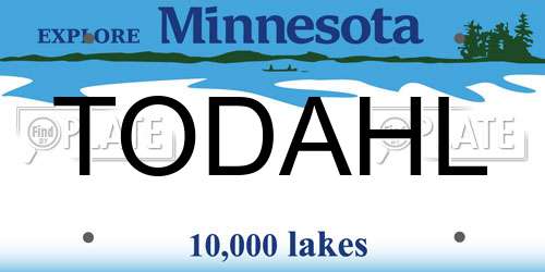 TODAHL Minnesota License Plate