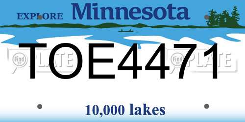TOE4471 Minnesota License Plate