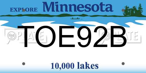 TOE92B Minnesota License Plate