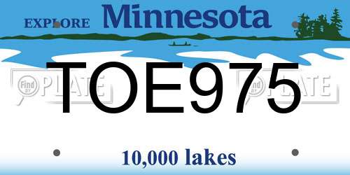 TOE975 Minnesota License Plate