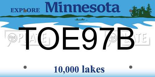TOE97B Minnesota License Plate