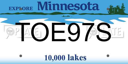 TOE97S Minnesota License Plate