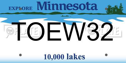 TOEW32 Minnesota License Plate