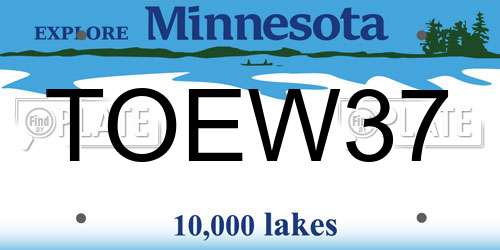TOEW37 Minnesota License Plate