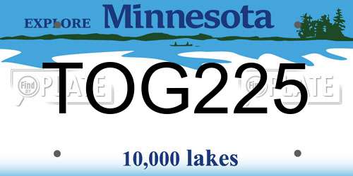TOG225 Minnesota License Plate