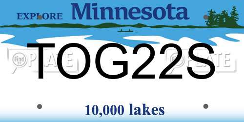 TOG22S Minnesota License Plate