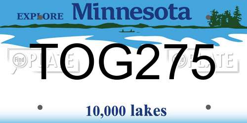 TOG275 Minnesota License Plate